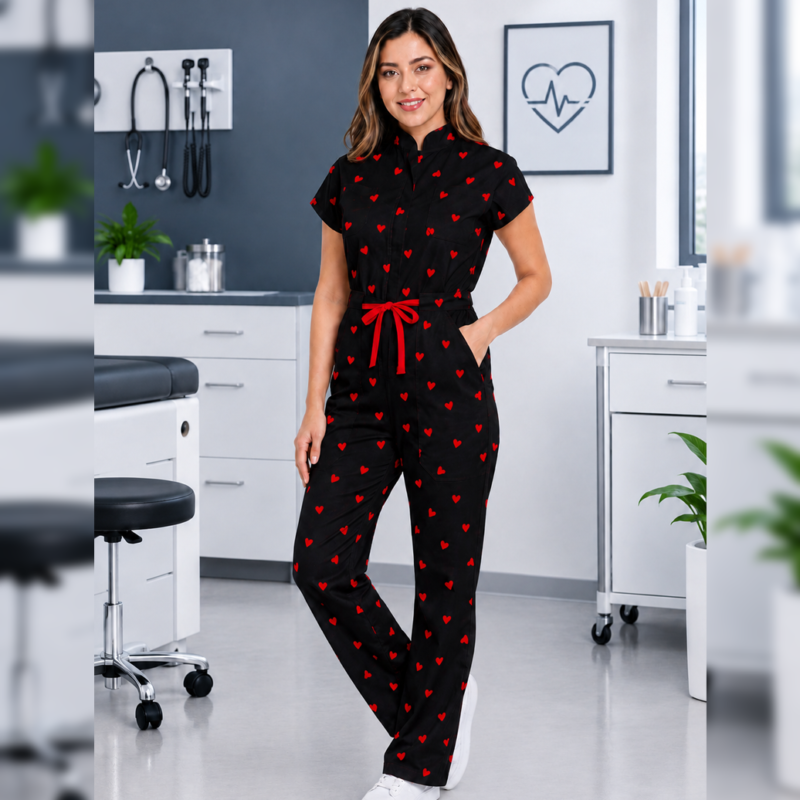 Jumpsuit corazoncitos rojos