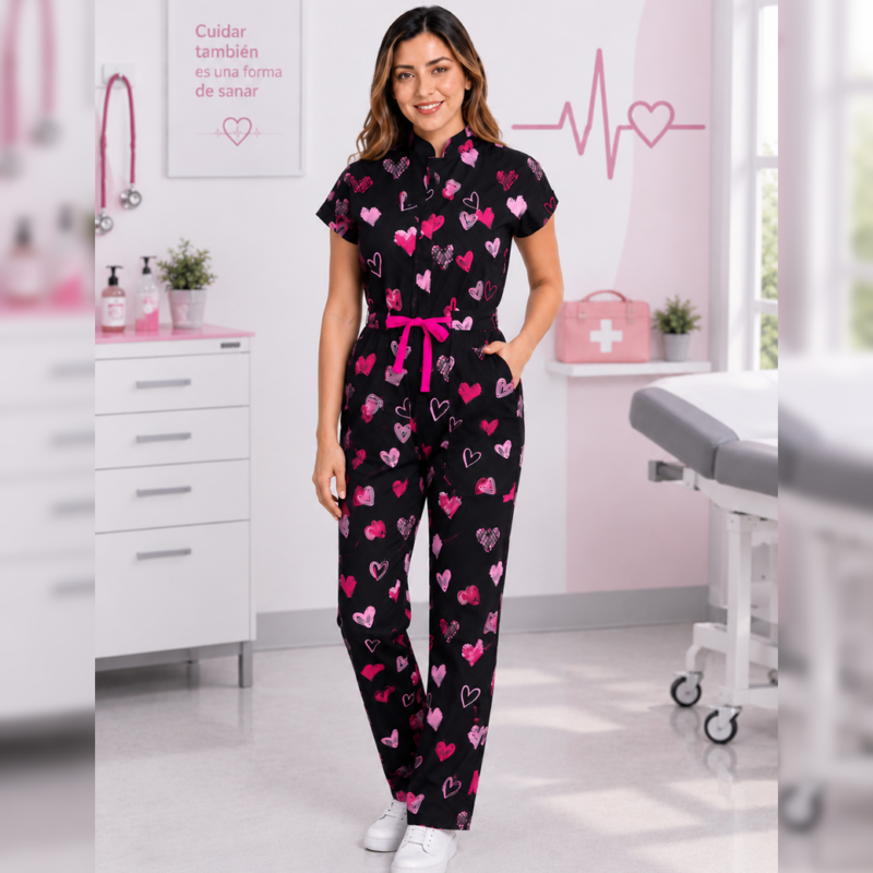 Jumpsuit corazones rosa